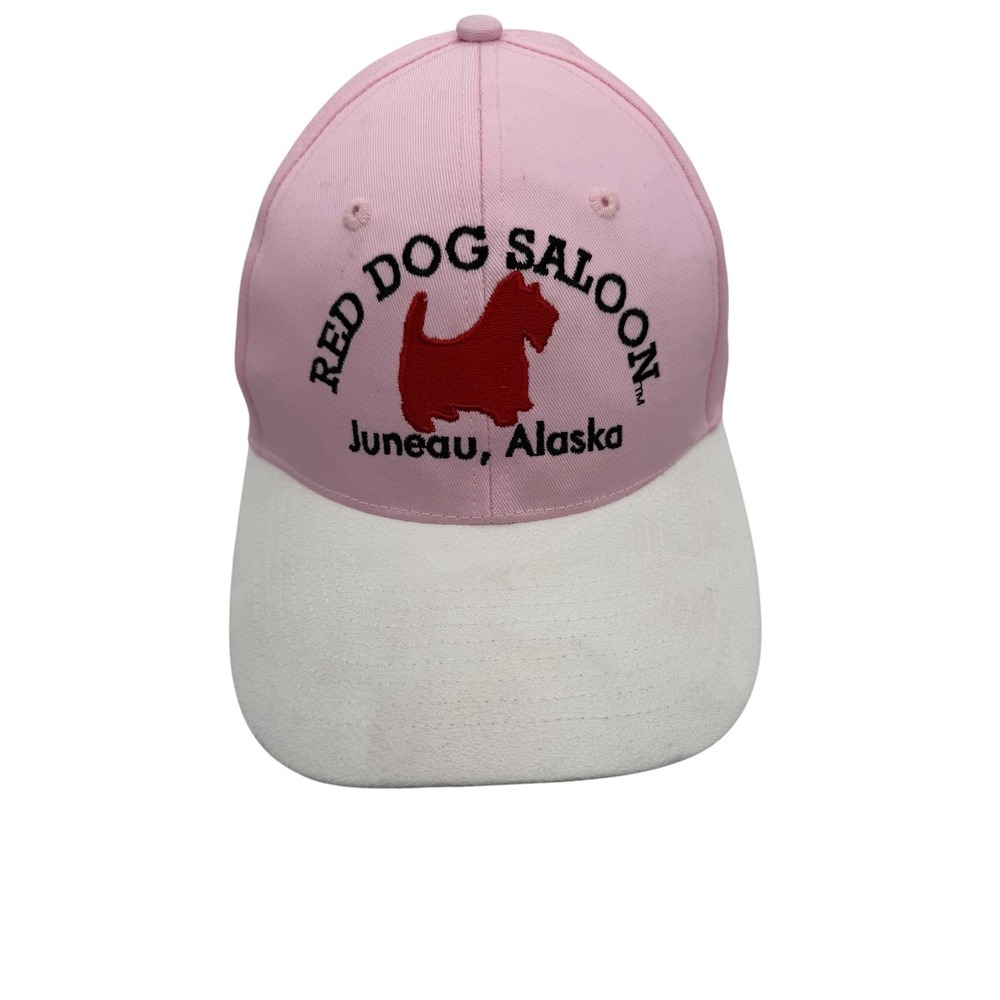 Red Dog Saloon Juneau Alaska Pink White Two Tone Embroidered Souvenir Hat Cap